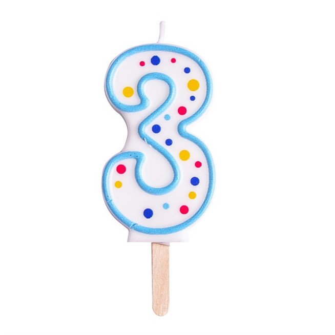Candles - Blue Numeral 3 (64mm / 2.5")