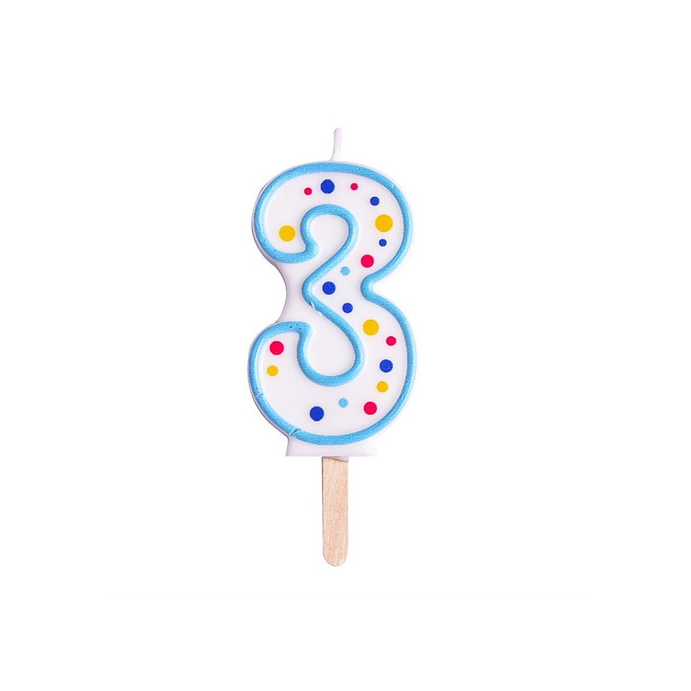 Candles - Blue Numeral 3 (64mm / 2.5")