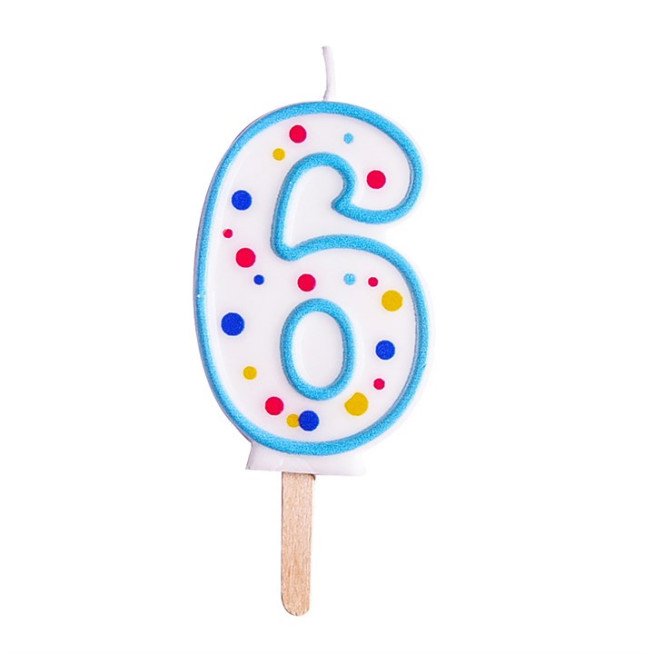 Candles - Blue Numeral 6 (64mm / 2.5")