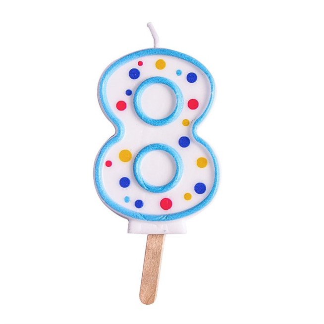 Candles - Blue Numeral 8 (64mm / 2.5")
