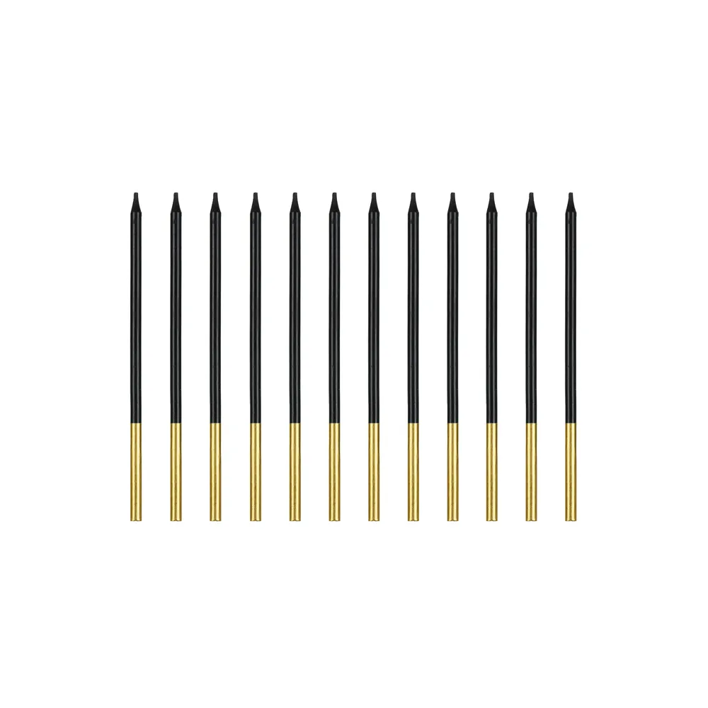 12 BLACK CANDLES - GOLD PARTYDECO 14 CM.