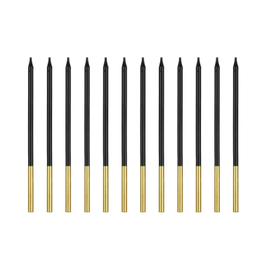 12 BLACK CANDLES - GOLD PARTYDECO 14 CM.