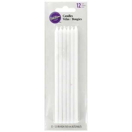 Wilton : White Long Birthday Candles - Set of 12