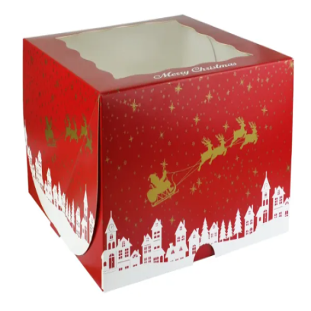 10''Christmas Square Cake Box Sample 01