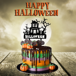 Halloween Acrylic Cake Topper - Black