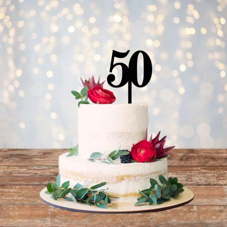 Number 50 Acrylic Cake Topper - Black