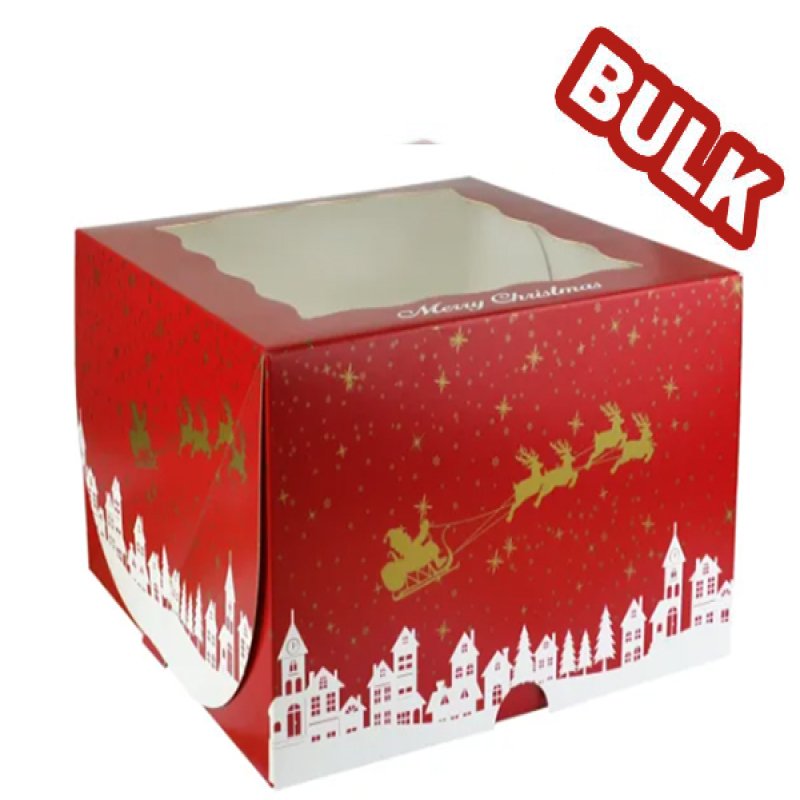 Bulk - 10''Christmas Square Cake Box Sample 01