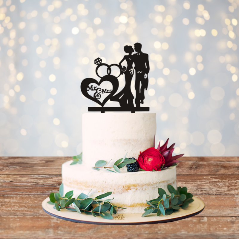 Mr&Mrs Couple Sample Black Cake Topper