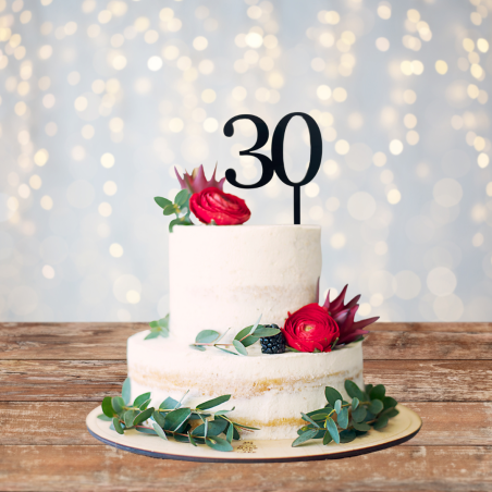 Number 30 Acrylic Cake Topper - Black