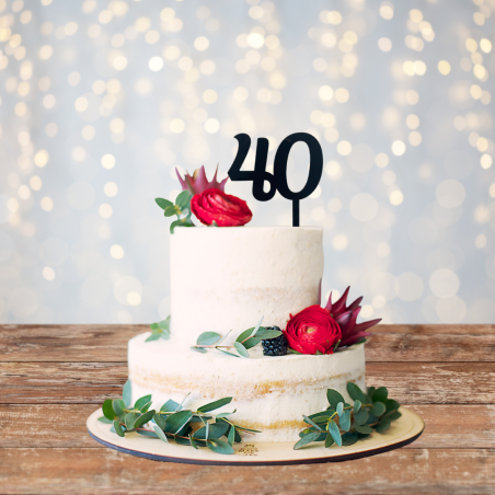 Number 40 Acrylic Cake Topper - Black