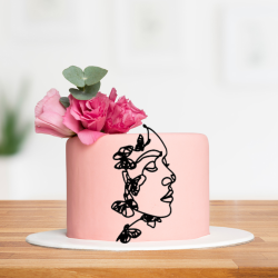 Minimalist Art Face Cake Sample 03 Topper Acrylic - Black