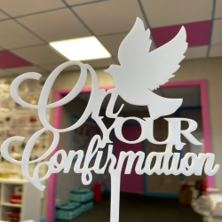 On Your Confirmation Sample 01 Acrylic Cake Topper - White