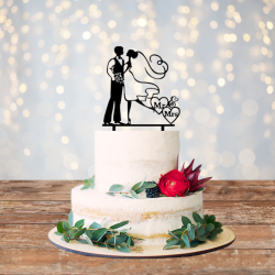 Mr&Mrs Couple Sample 06 Acrylic Cake Topper - Black