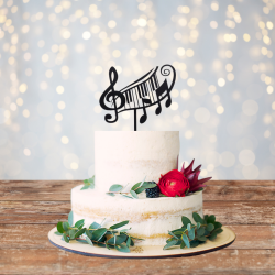 Musical Notes Acrylic Cake Topper - Black