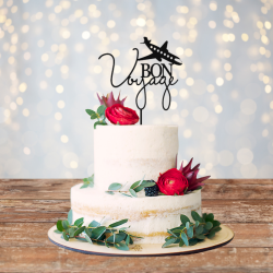 Bon Voyage Acrylic Cake Topper - Black