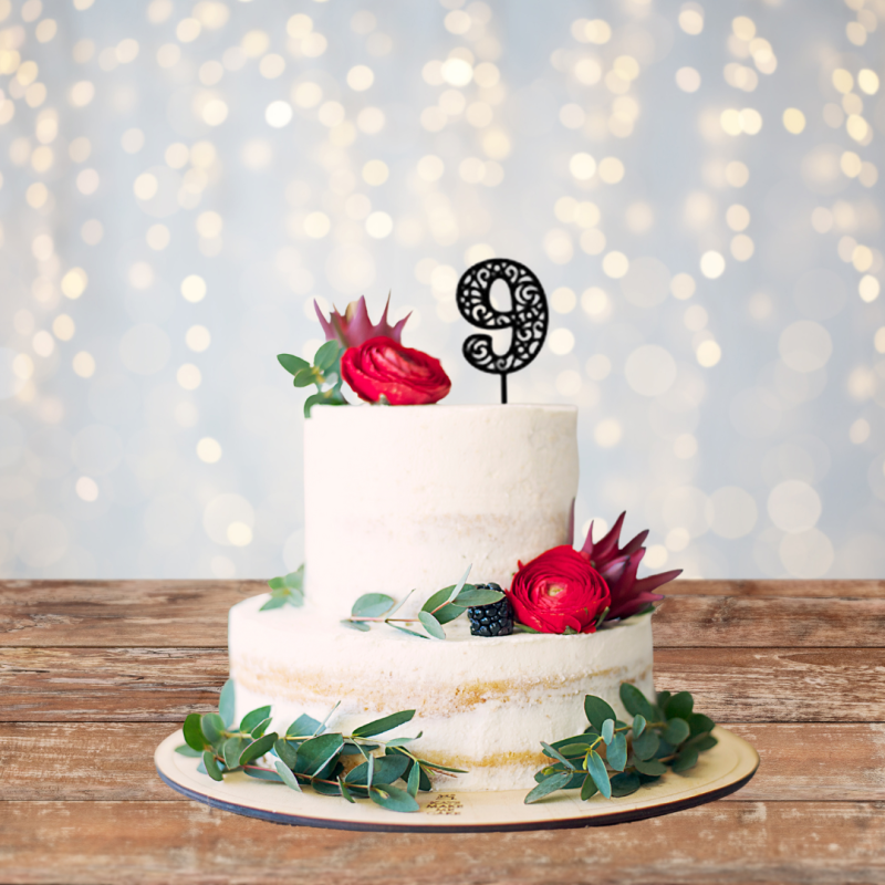 Number 9 Acrylic Cake Topper - Black