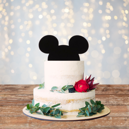 Mickey Mouse Head Cake Topper - Black