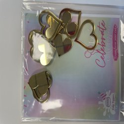 Heart Acrylic Cupcake Toppers - Mirror Gold - Set of 12