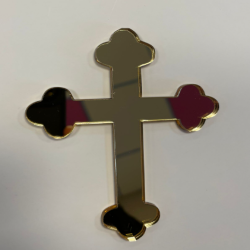 Set Of 4 - Christening Cross Acrylic Cupcake Topper - Mirror Gold