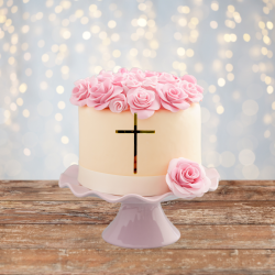 Cross Acrylic Cupcake Topper - Mirror Gold