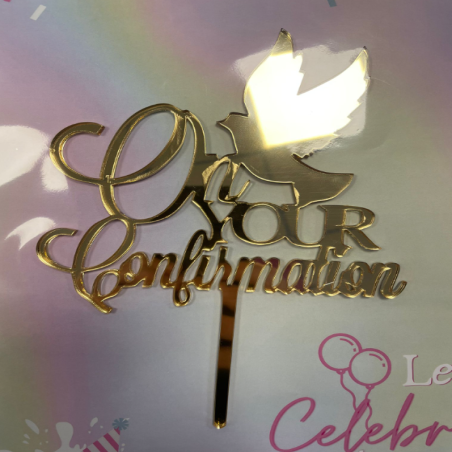 On Your Confirmation Sample 01 Acrylic Cake Topper - Mirror Gold