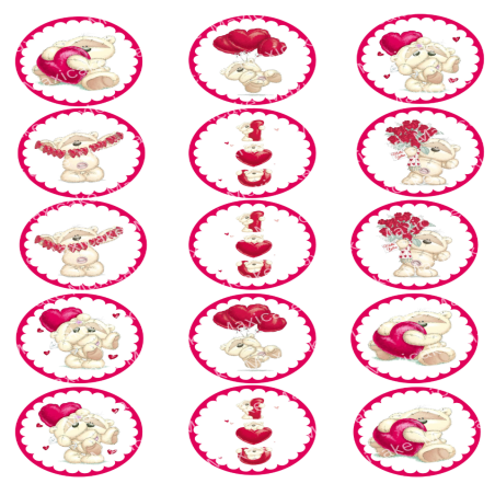 Valentine's Day Sample 01 Edible Toppers - Set Of 15