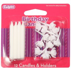 Culpitt White Candles And Holders - 12 Pack