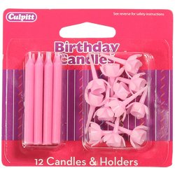 Culpitt Pink Candles And Holders - 12 Pack