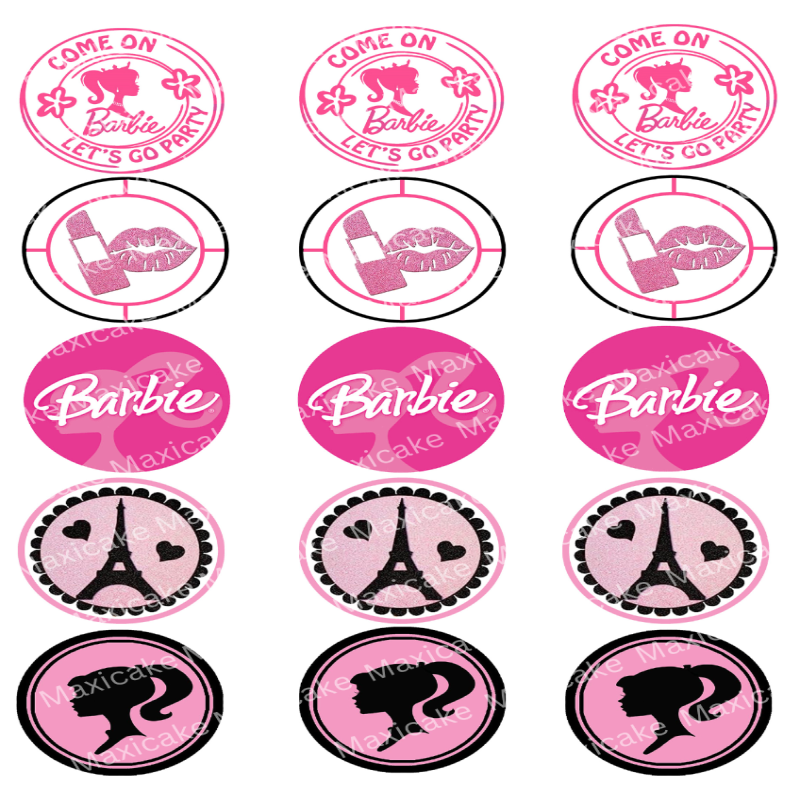 Barbie Sample 01 Edible Toppers - Set Of 15