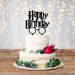 Harry Potter Happy Birthday Acrylic Cake Topper - Black